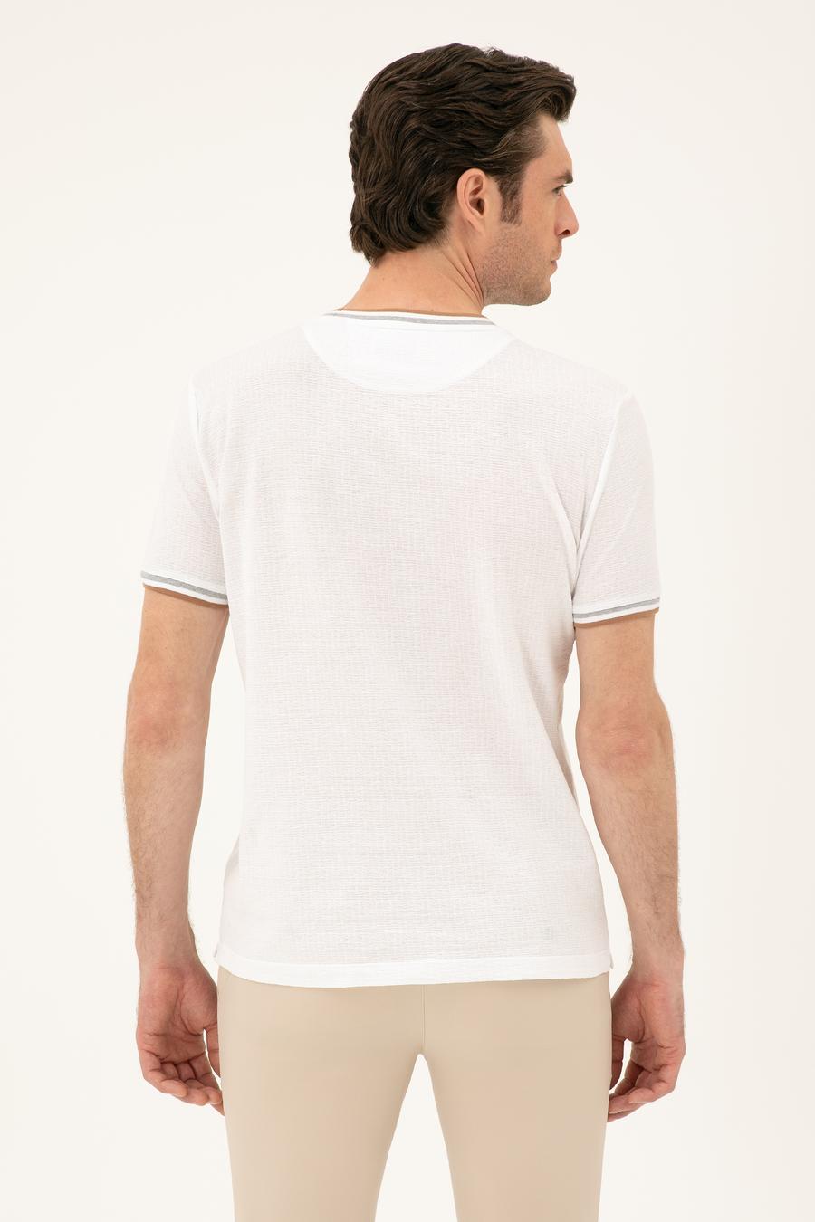 Beyaz Slim Fit Bisiklet Yaka T-shirt - 50284211001