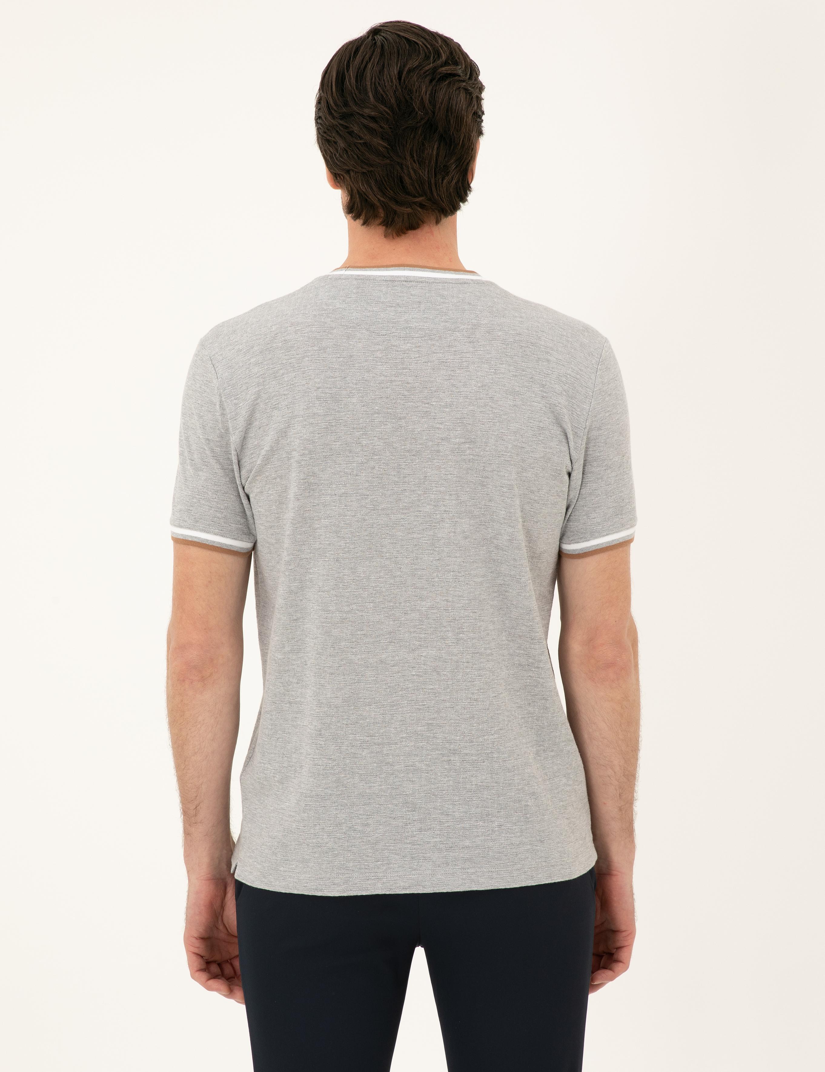 Açık Gri Slim Fit Bisiklet Yaka T-shirt - 50284211013