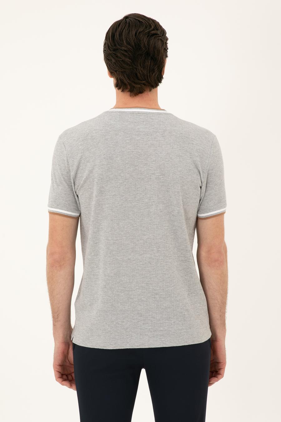 Açık Gri Slim Fit Bisiklet Yaka T-shirt - 50284211013