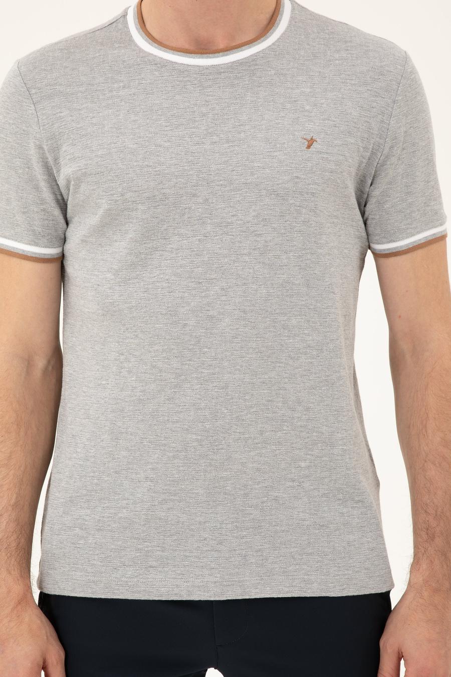 Açık Gri Slim Fit Bisiklet Yaka T-shirt - 50284211013