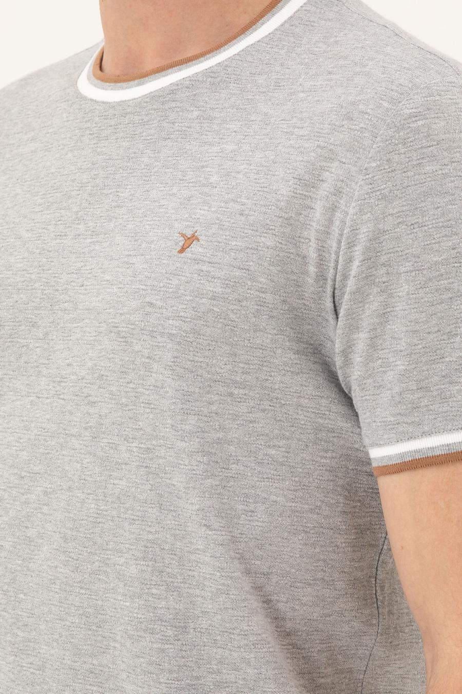 Açık Gri Slim Fit Bisiklet Yaka T-shirt - 50284211013