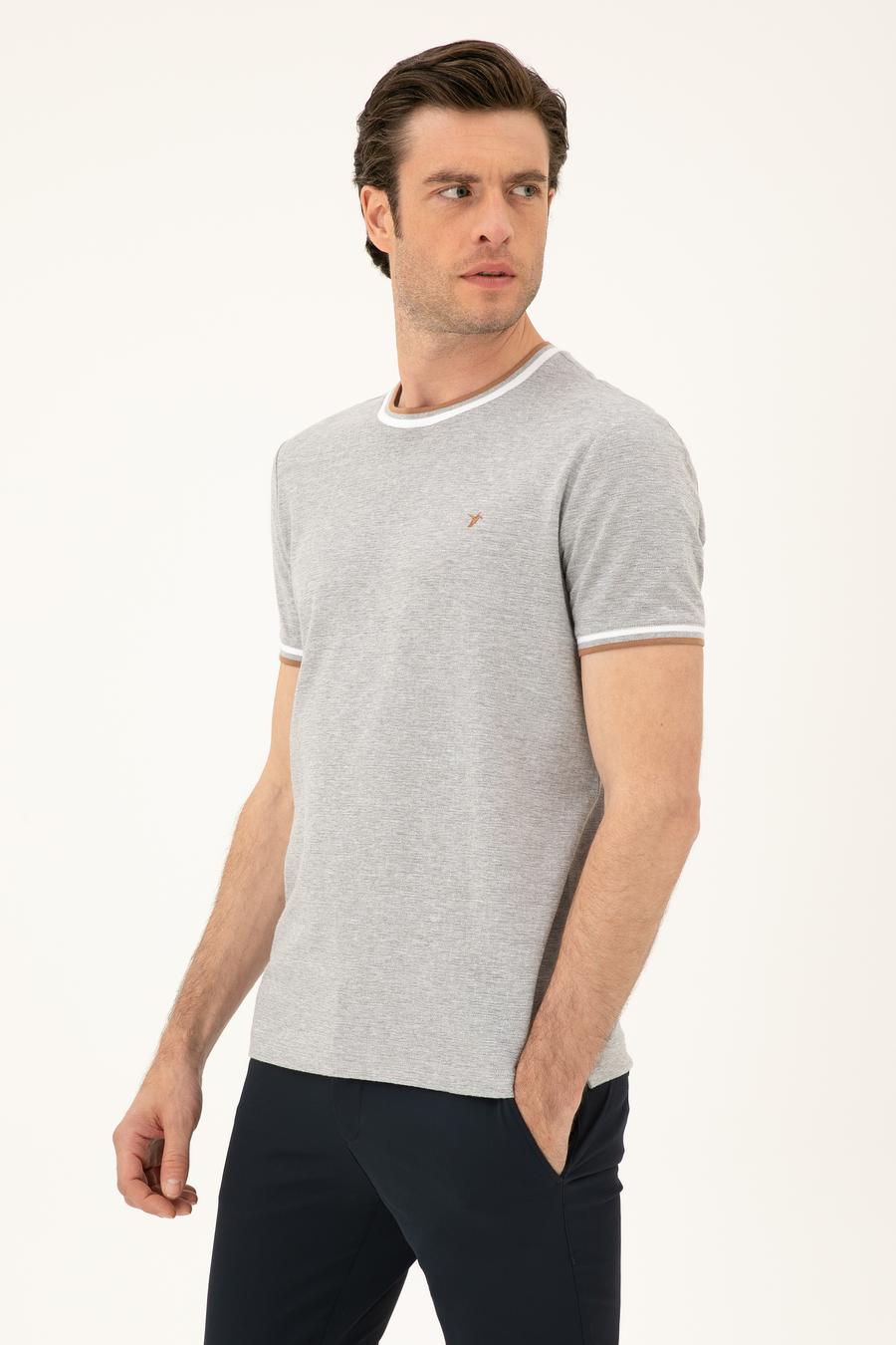 Açık Gri Slim Fit Bisiklet Yaka T-shirt - 50284211013