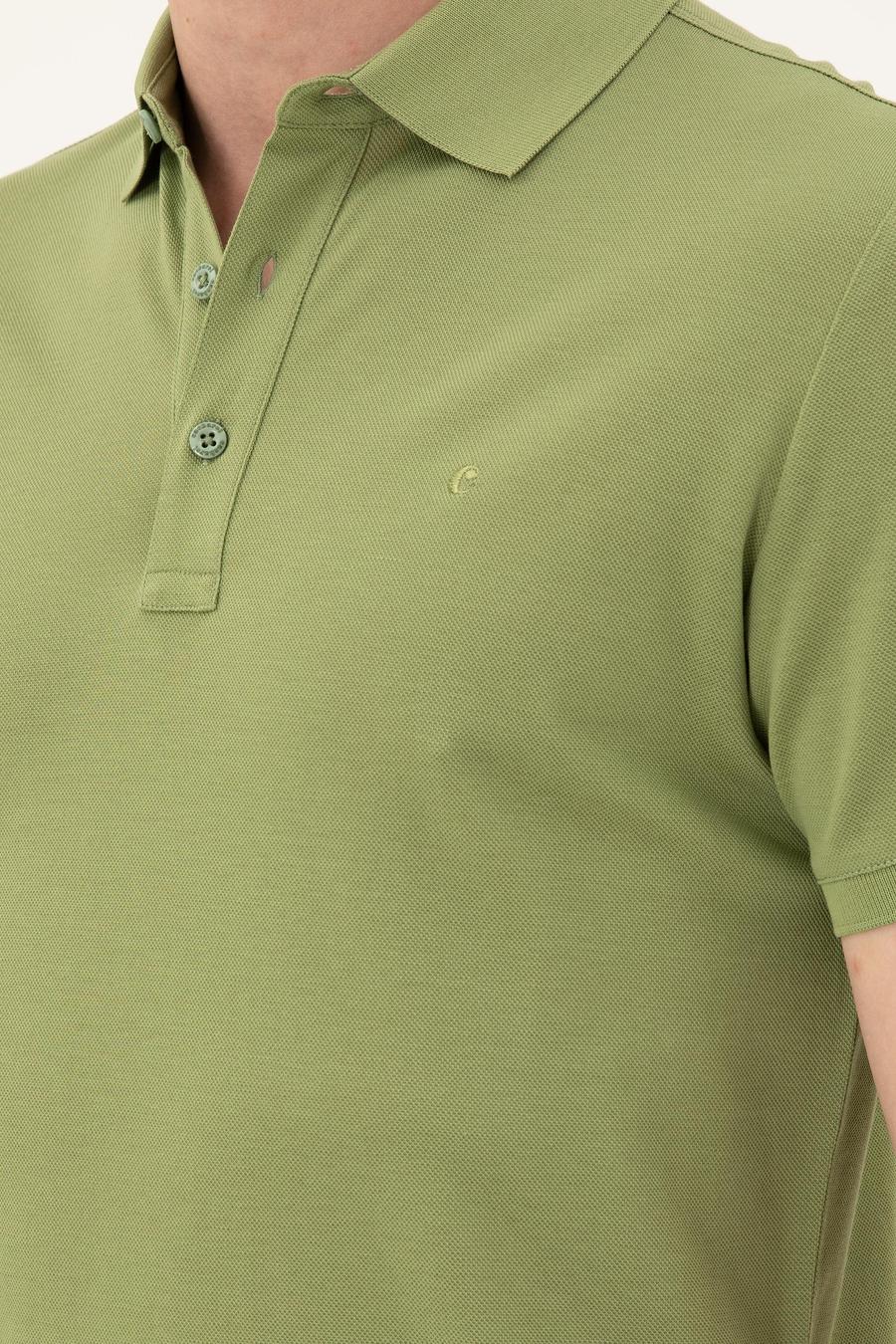 Açık Yeşil Slim Fit Polo Yaka Merserize T-shirt - 50284769071