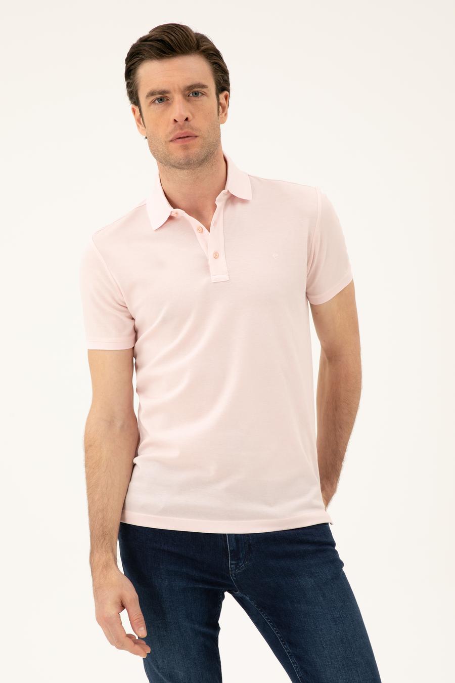 Pembe Slim Fit Polo Yaka Merserize T-shirt - 50284769098