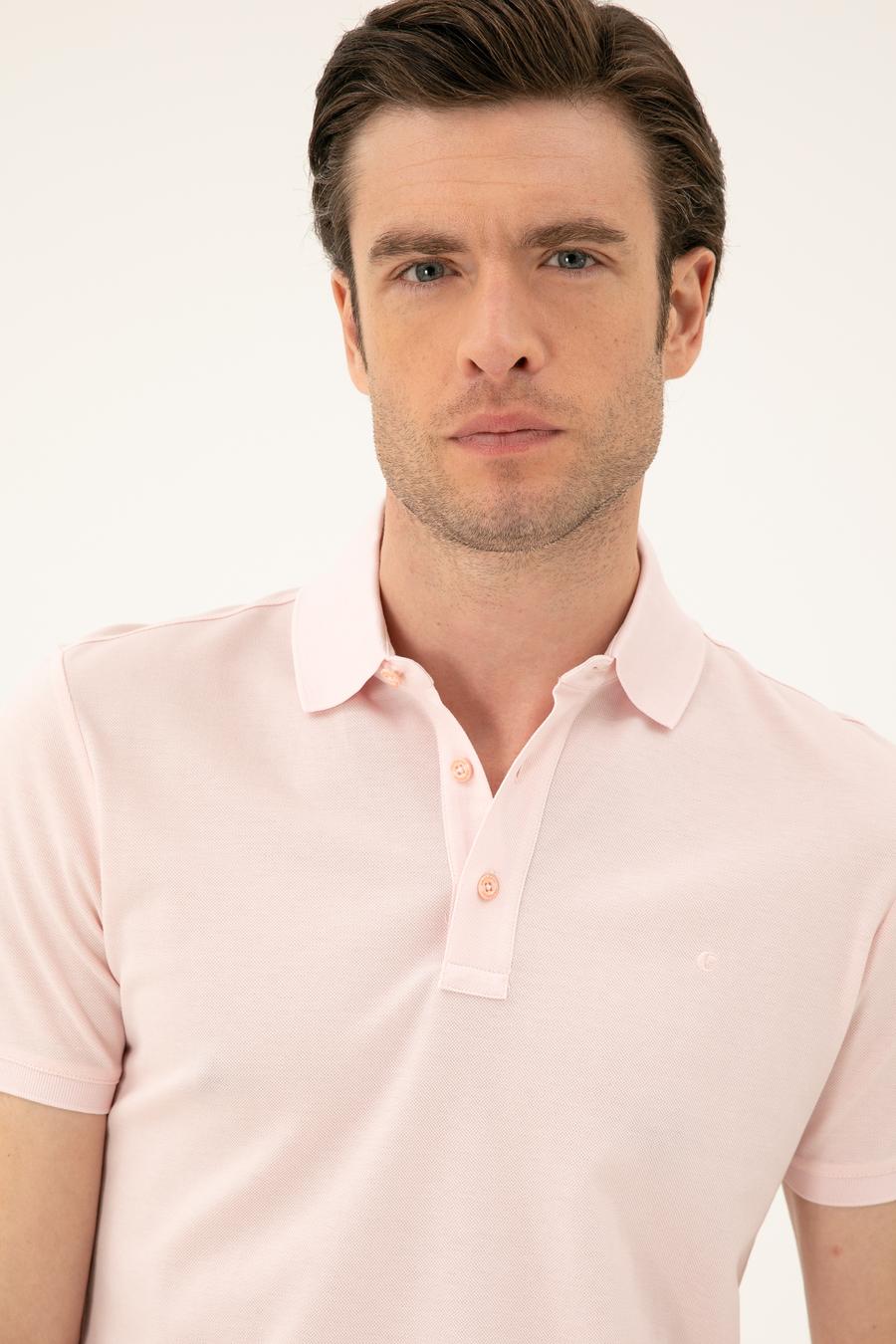 Pembe Slim Fit Polo Yaka Merserize T-shirt - 50284769098