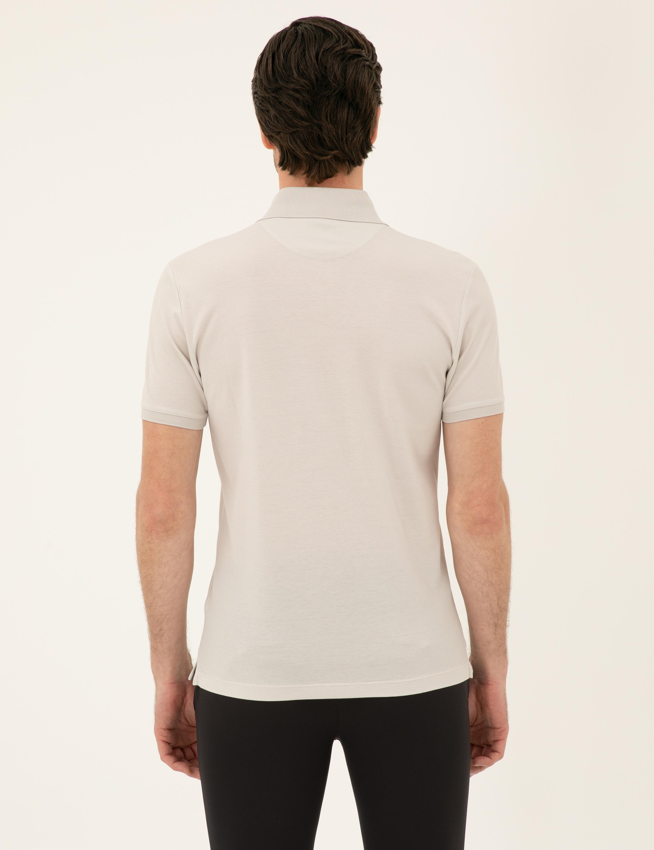 Açık Gri Slim Fit Polo Yaka Merserize T-shirt - 50284769127