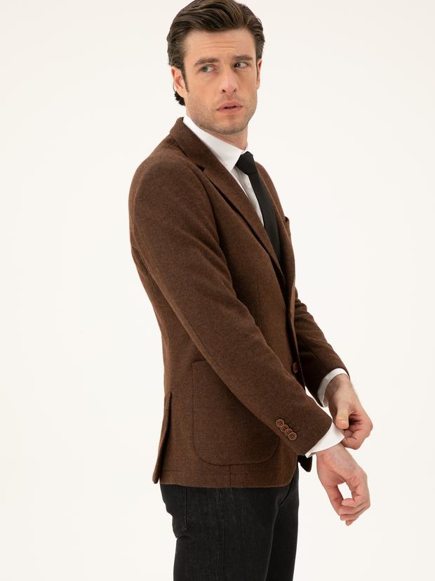 Kahverengi Slim Fit Ceket
