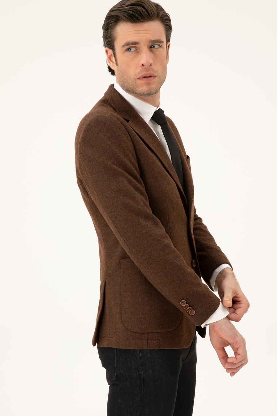 Kahverengi Slim Fit Ceket - 50272714038