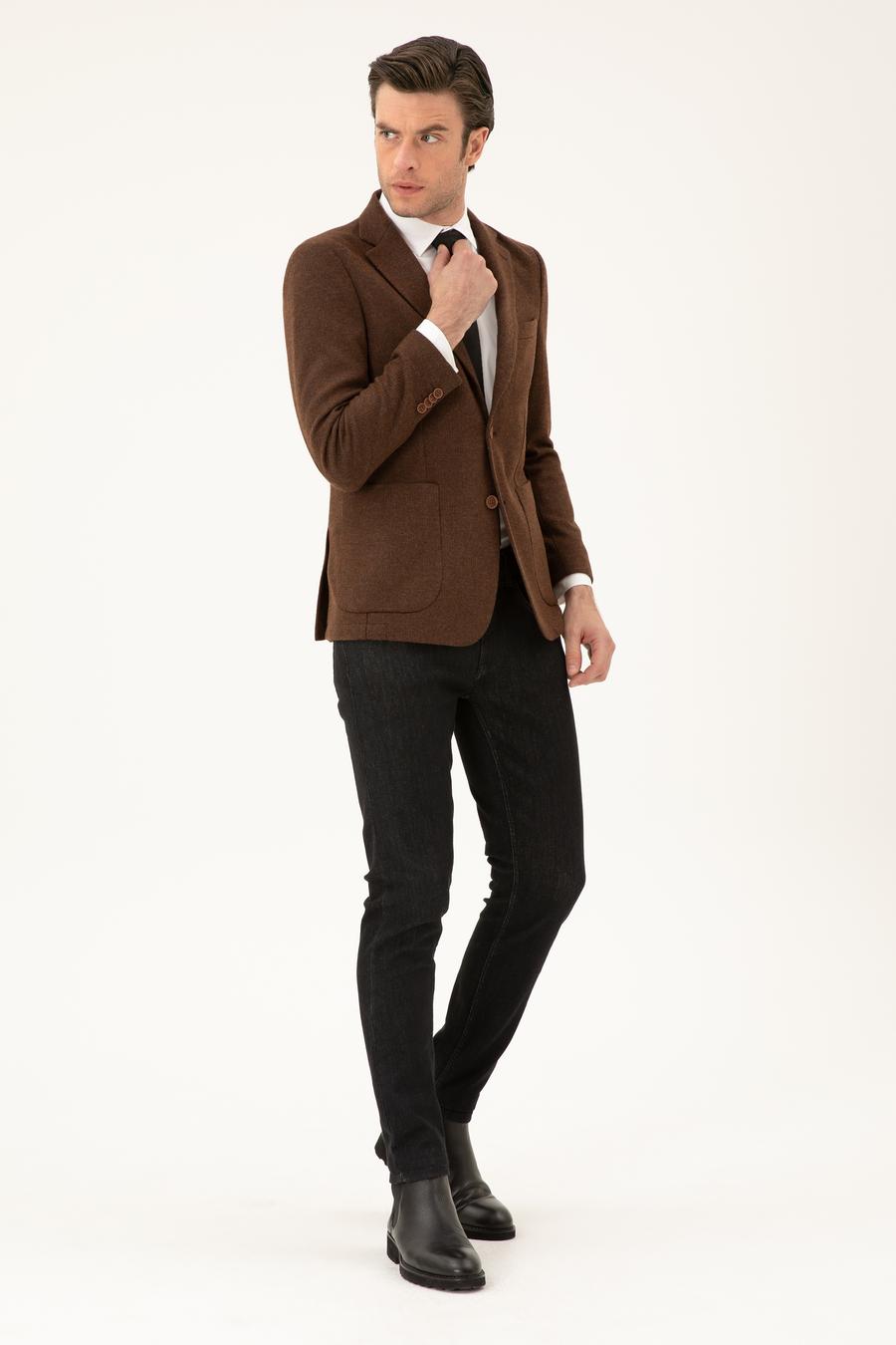 Kahverengi Slim Fit Ceket - 50272714038