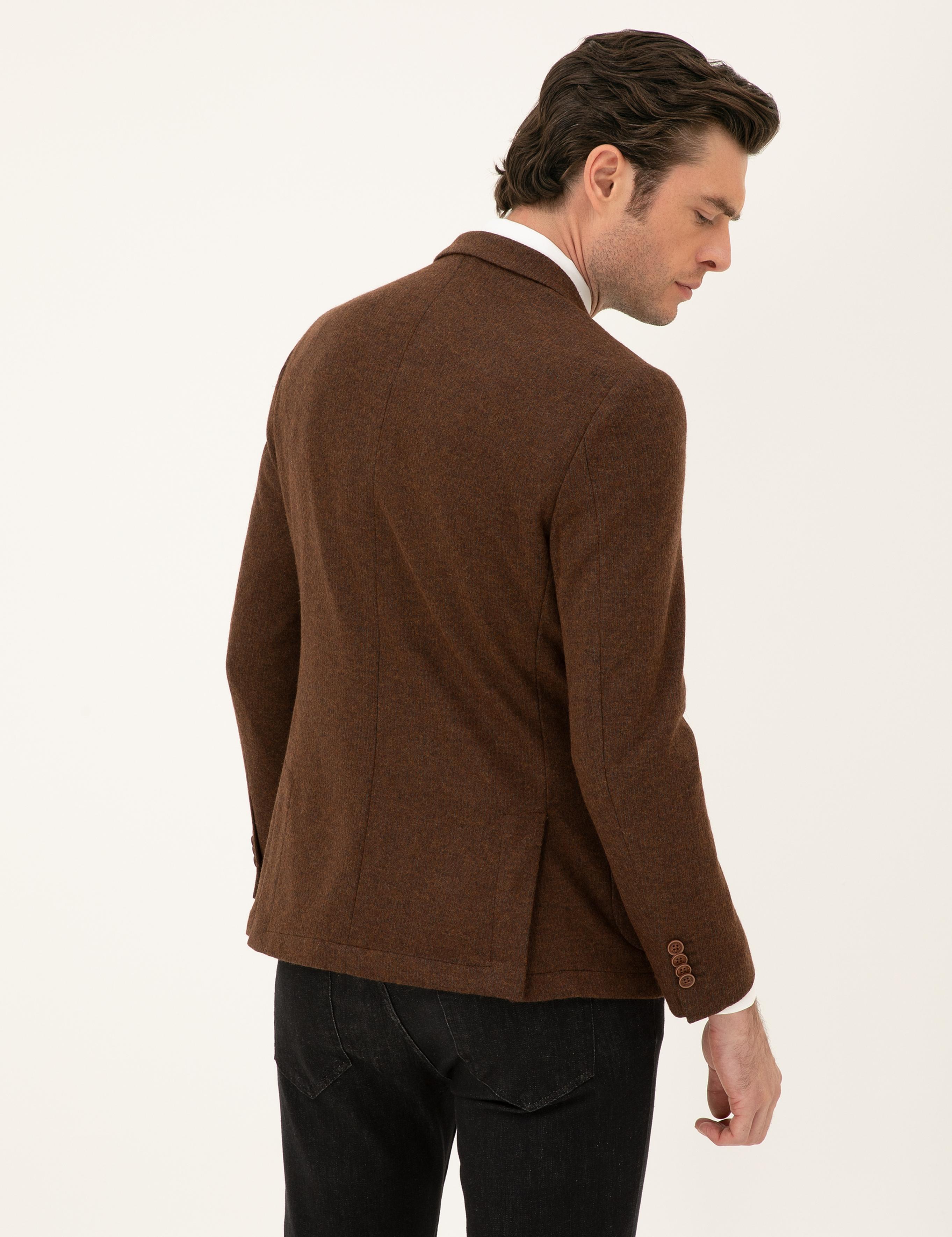 Kahverengi Slim Fit Ceket - 50272714038