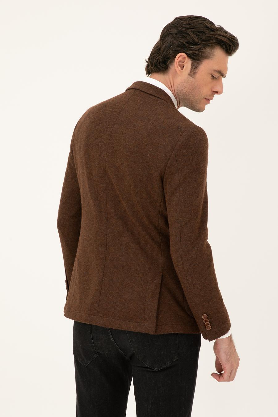 Kahverengi Slim Fit Ceket - 50272714038