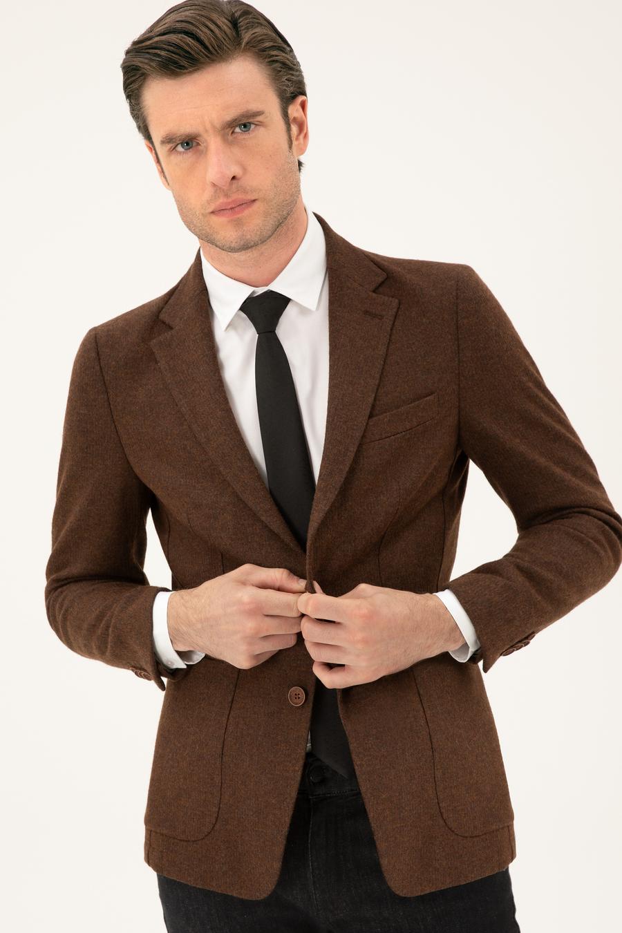 Kahverengi Slim Fit Ceket - 50272714038