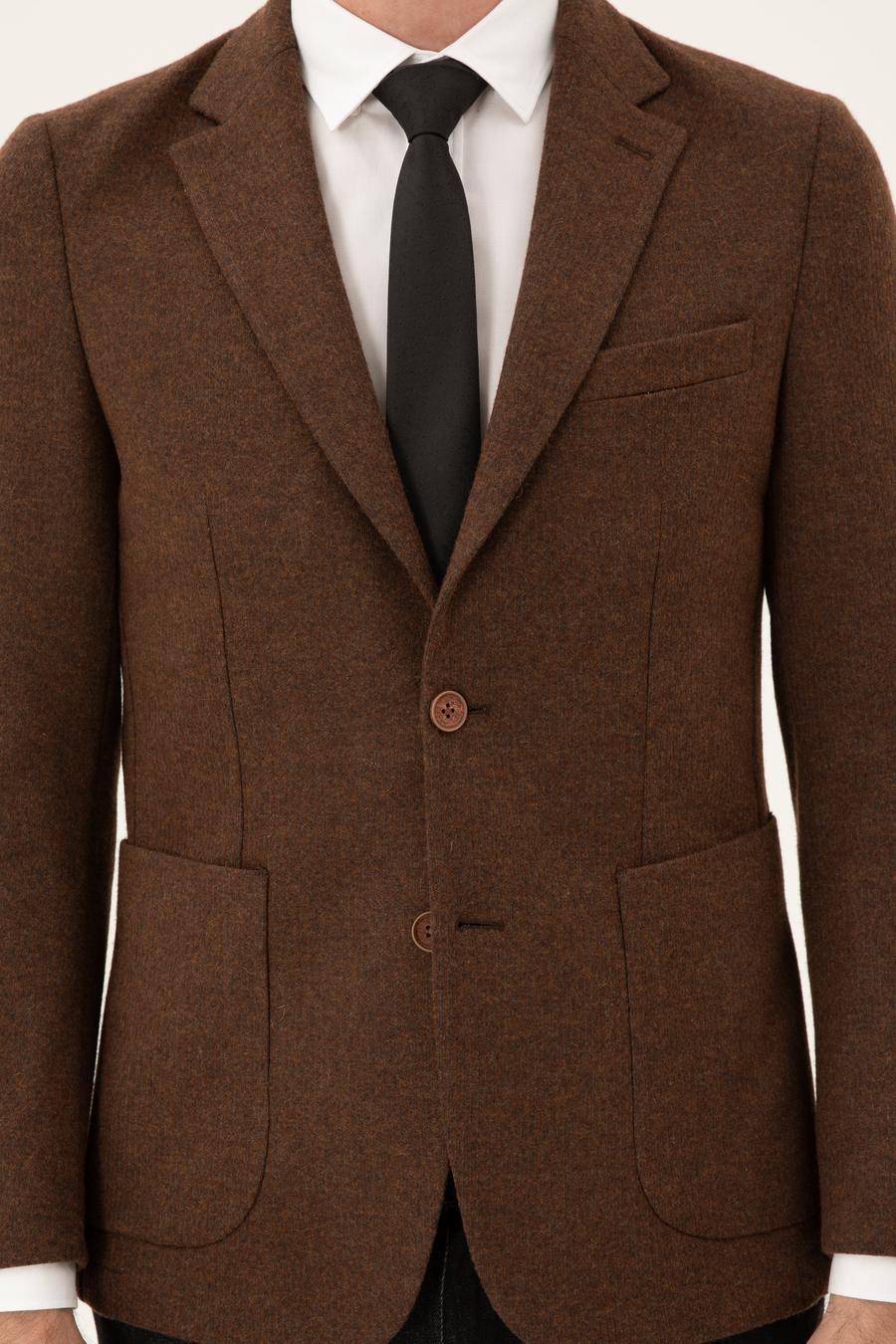 Kahverengi Slim Fit Ceket - 50272714038