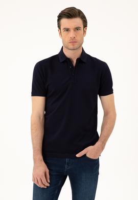 Lacivert Slim Fit Polo Yaka Merserize T-shirt