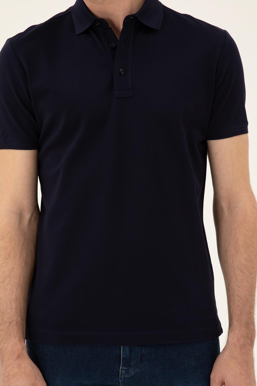 Lacivert Slim Fit Polo Yaka Merserize T-shirt - 50284772023