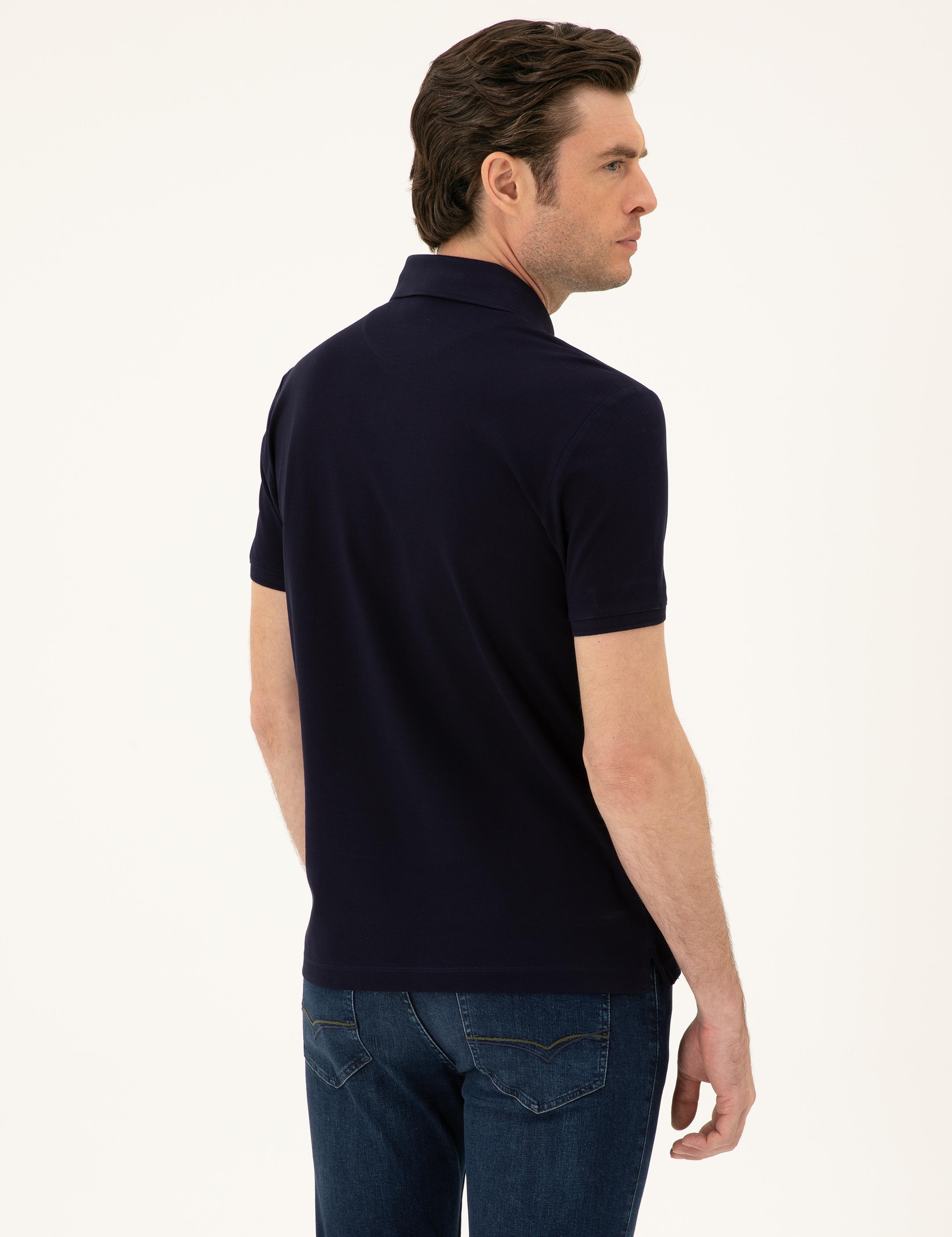 Lacivert Slim Fit Polo Yaka Merserize T-shirt - 50284772023