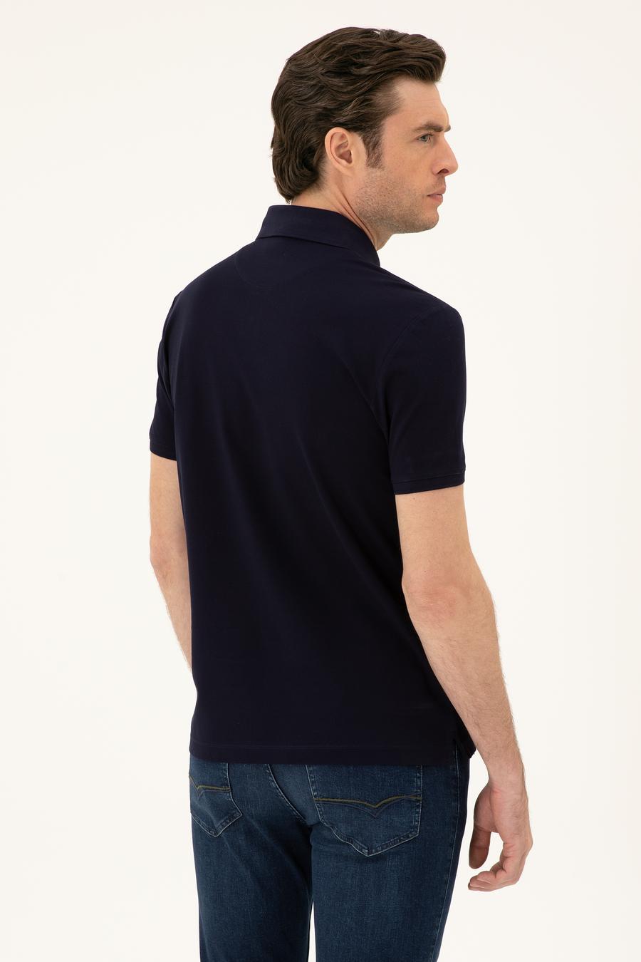 Lacivert Slim Fit Polo Yaka Merserize T-shirt - 50284772023