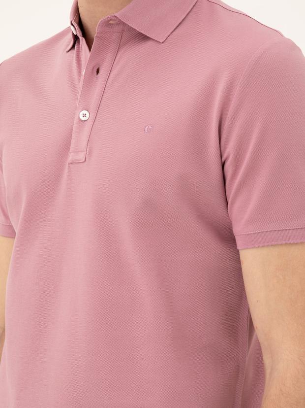 Gül Kurusu Slim Fit Polo Yaka Merserize T-shirt