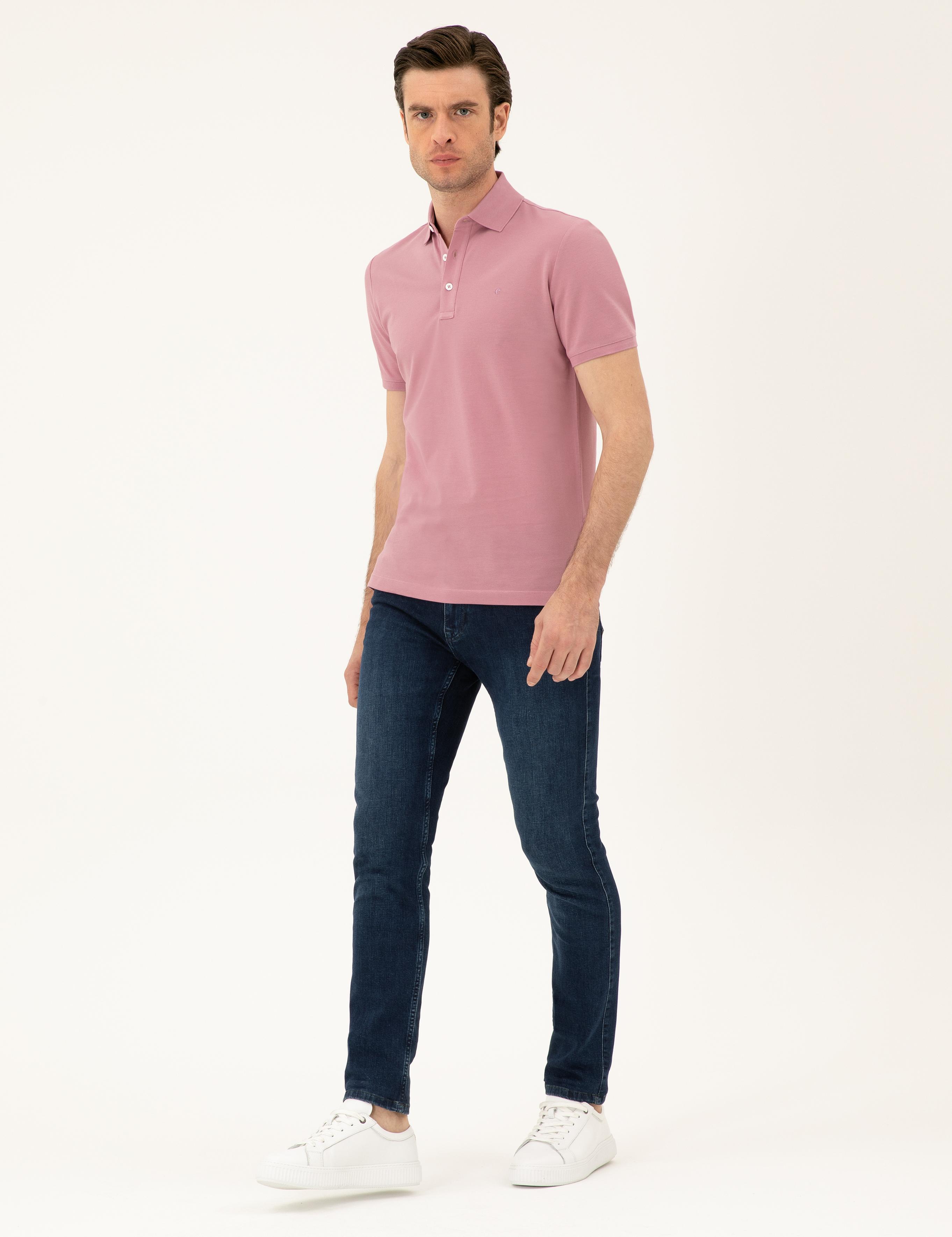 Gül Kurusu Slim Fit Polo Yaka Merserize T-shirt - 50284769145