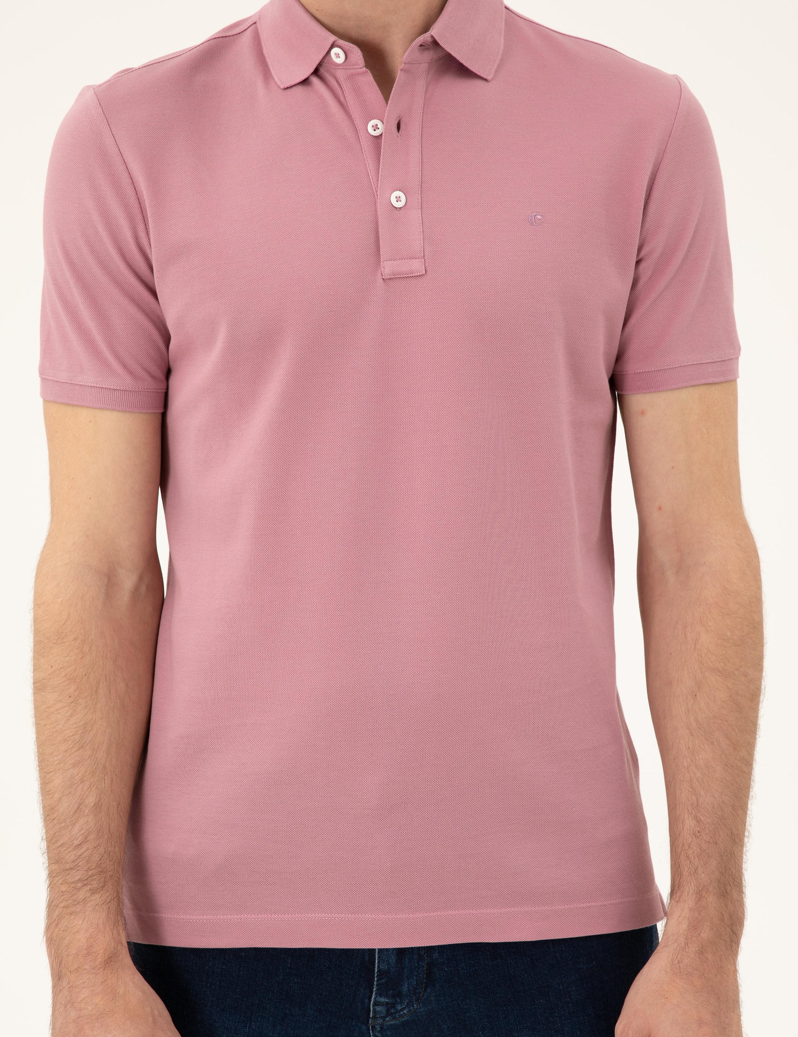 Gül Kurusu Slim Fit Polo Yaka Merserize T-shirt - 50284769145