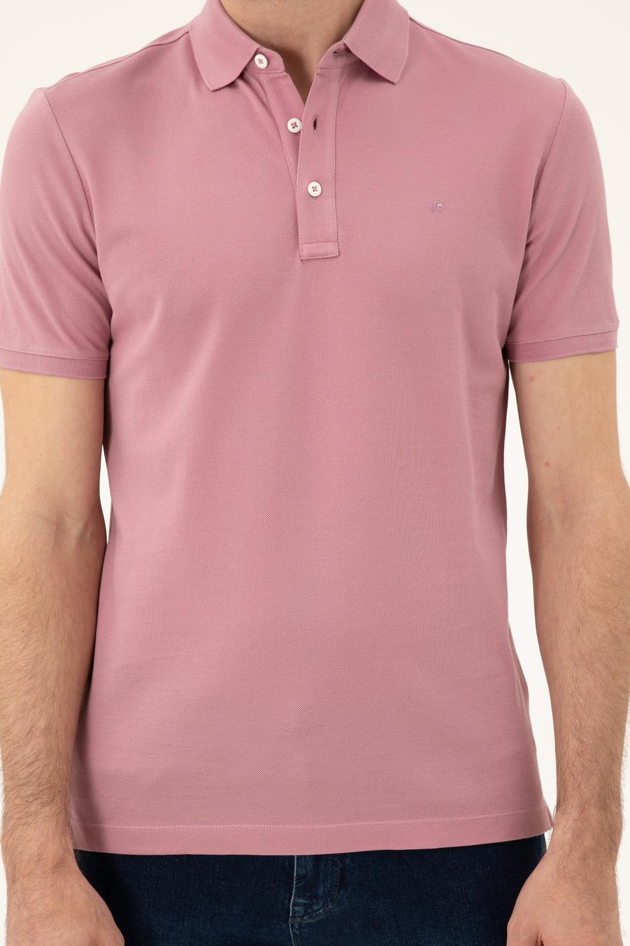 Gül Kurusu Slim Fit Polo Yaka Merserize T-shirt - 50284769145