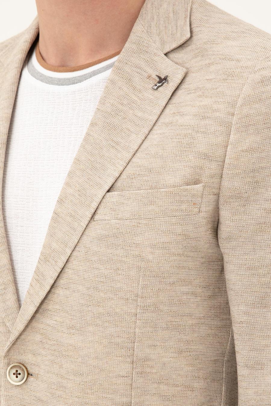 Bej Slim Fit Pamuk Karışımlı Ceket - 50285251158
