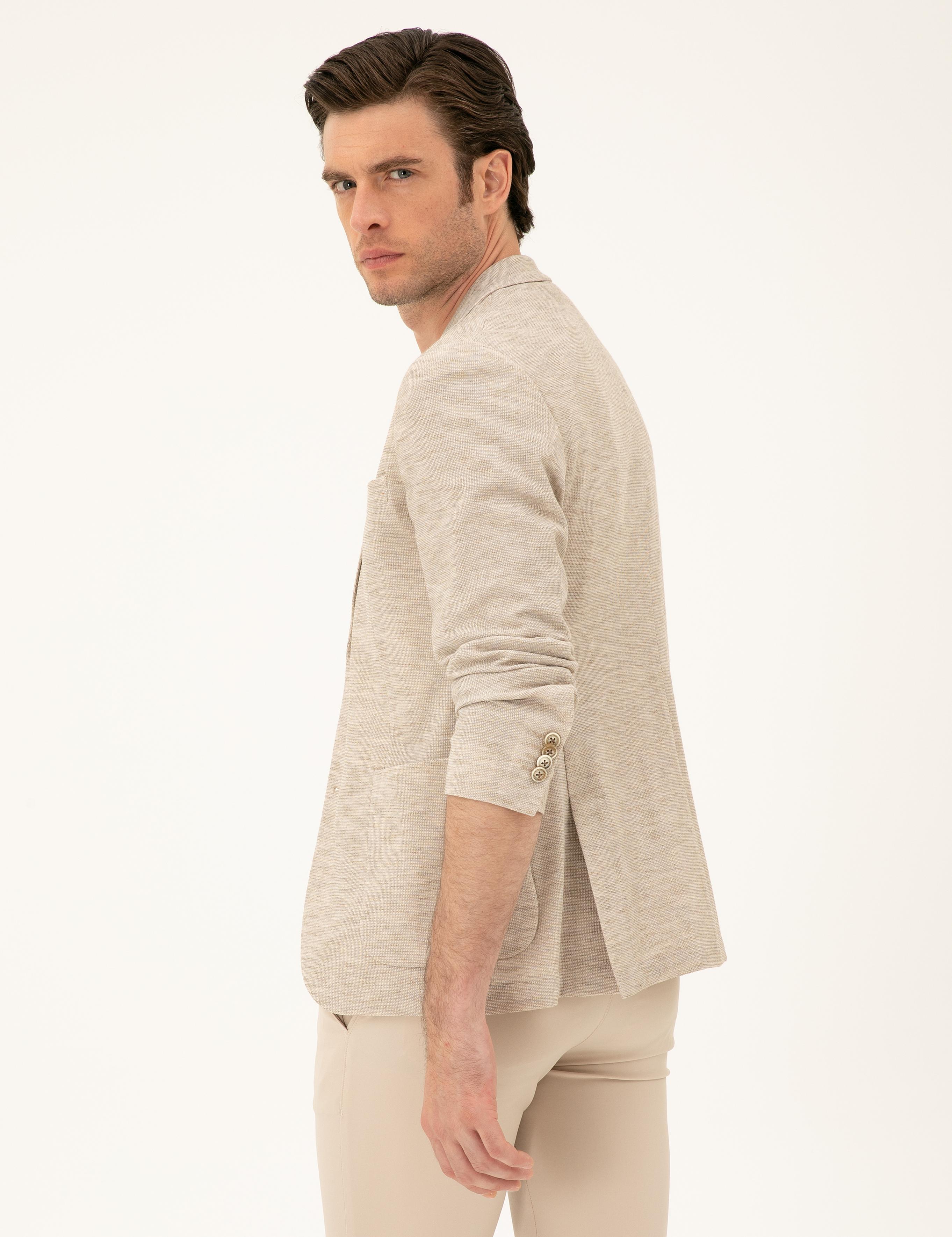 Bej Slim Fit Pamuk Karışımlı Ceket - 50285251158