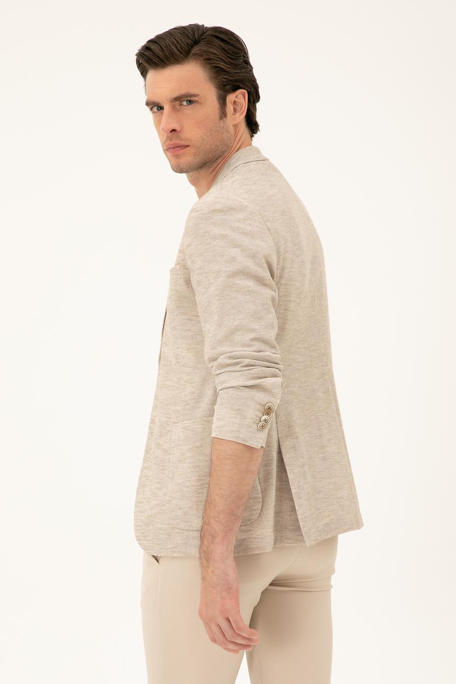 Bej Slim Fit Pamuk Karışımlı Ceket - 50285251158