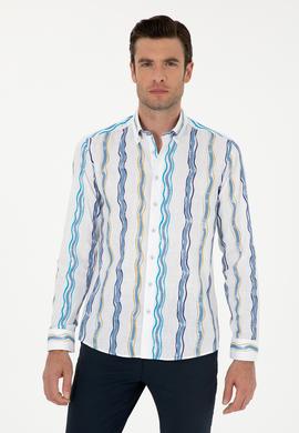 Mavi Slim Fit %100 Pamuklu Çizgili Gömlek