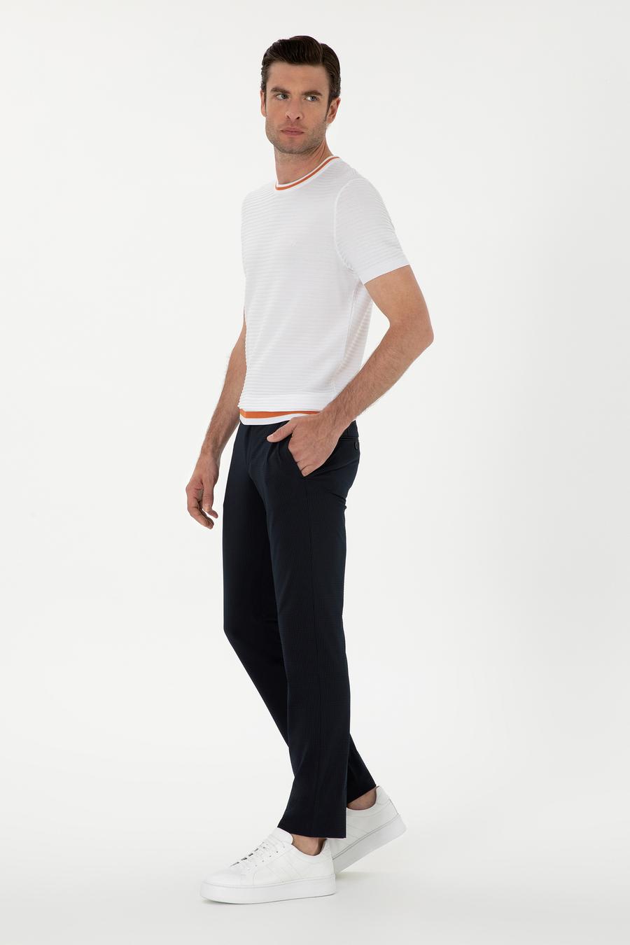 Beyaz Slim Fit Bisiklet Yaka Triko T-Shirt - 50285359014