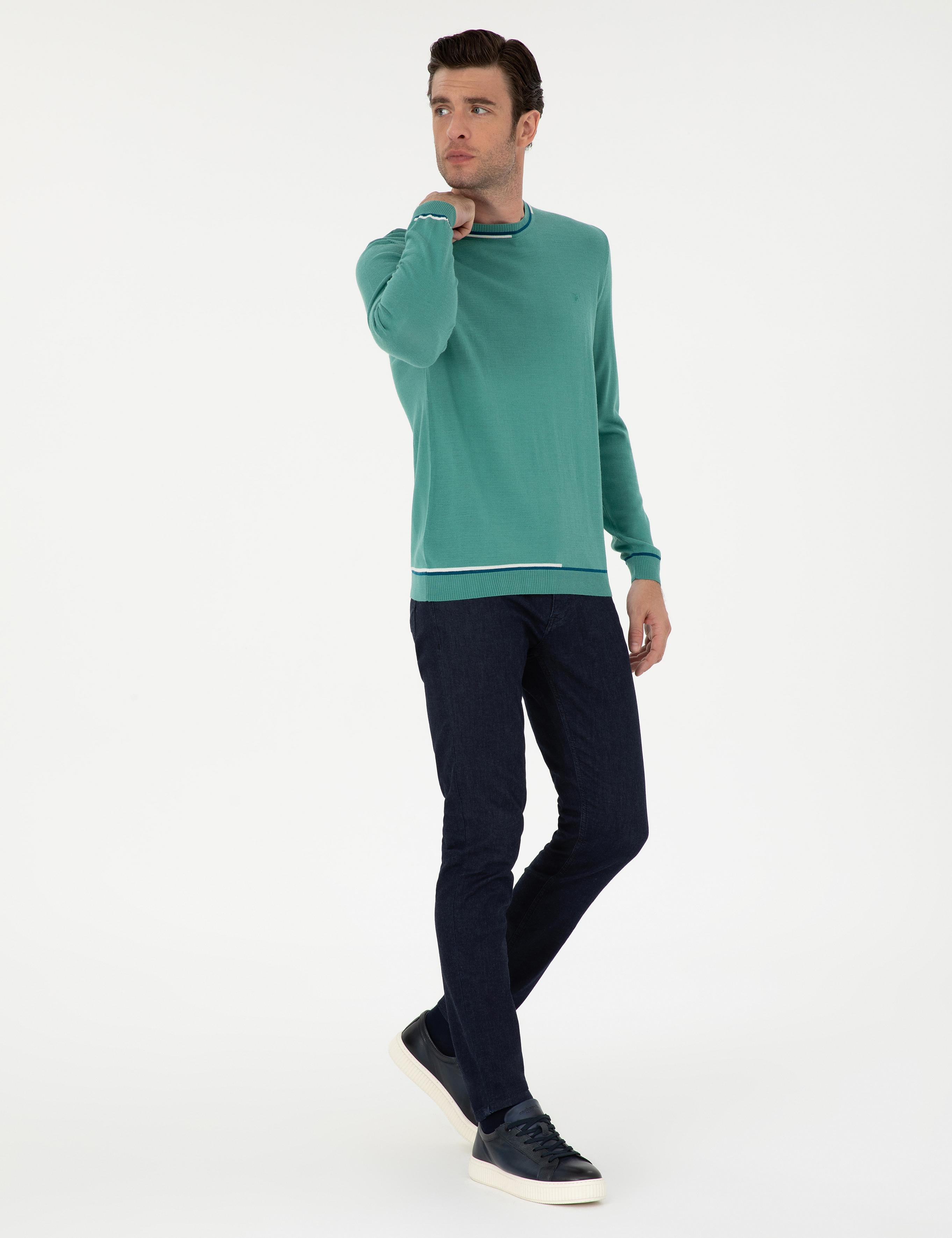 Mint Slim Fit Yün Karışımlı Bisiklet Yaka Triko Kazak - 50271571201