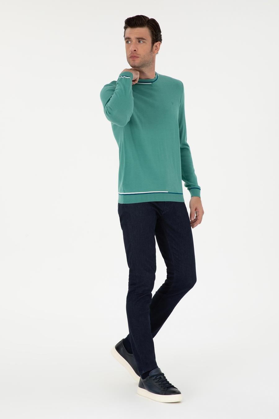 Mint Slim Fit Yün Karışımlı Bisiklet Yaka Triko Kazak - 50271571201