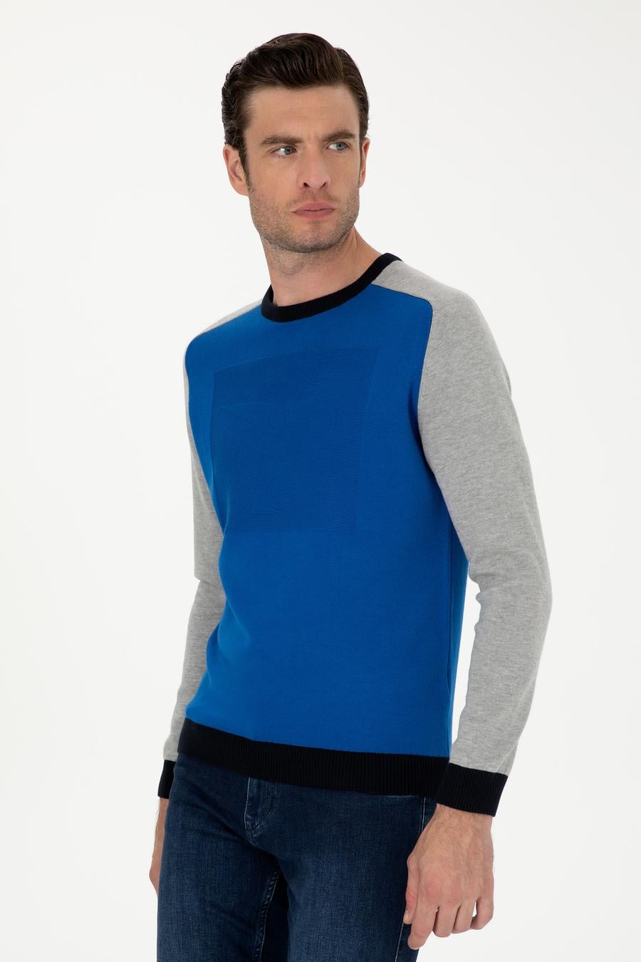 Sax Slim Fit Pamuk Karışımlı Bisiklet Yaka Triko Kazak - 50272470121
