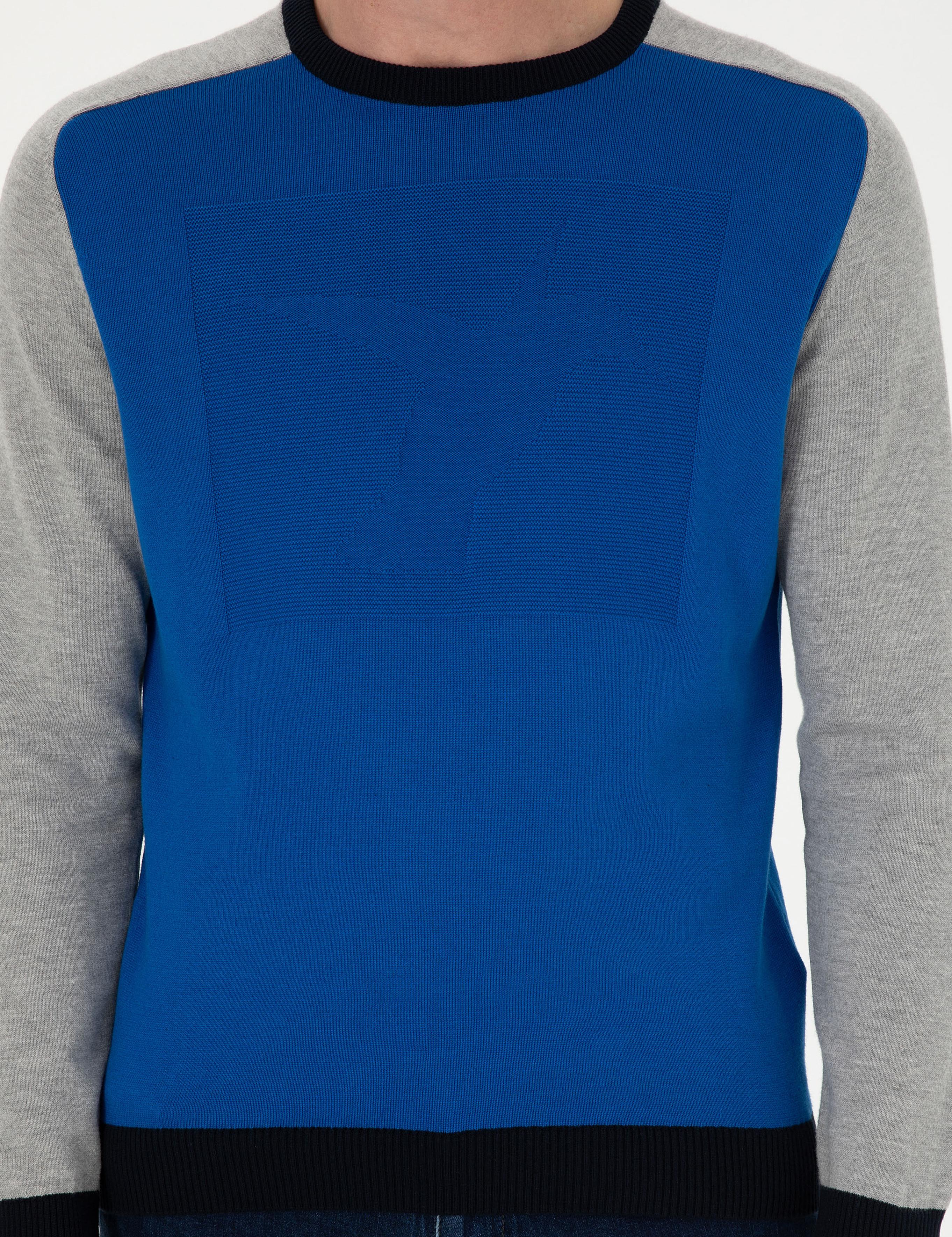 Sax Slim Fit Pamuk Karışımlı Bisiklet Yaka Triko Kazak - 50272470121
