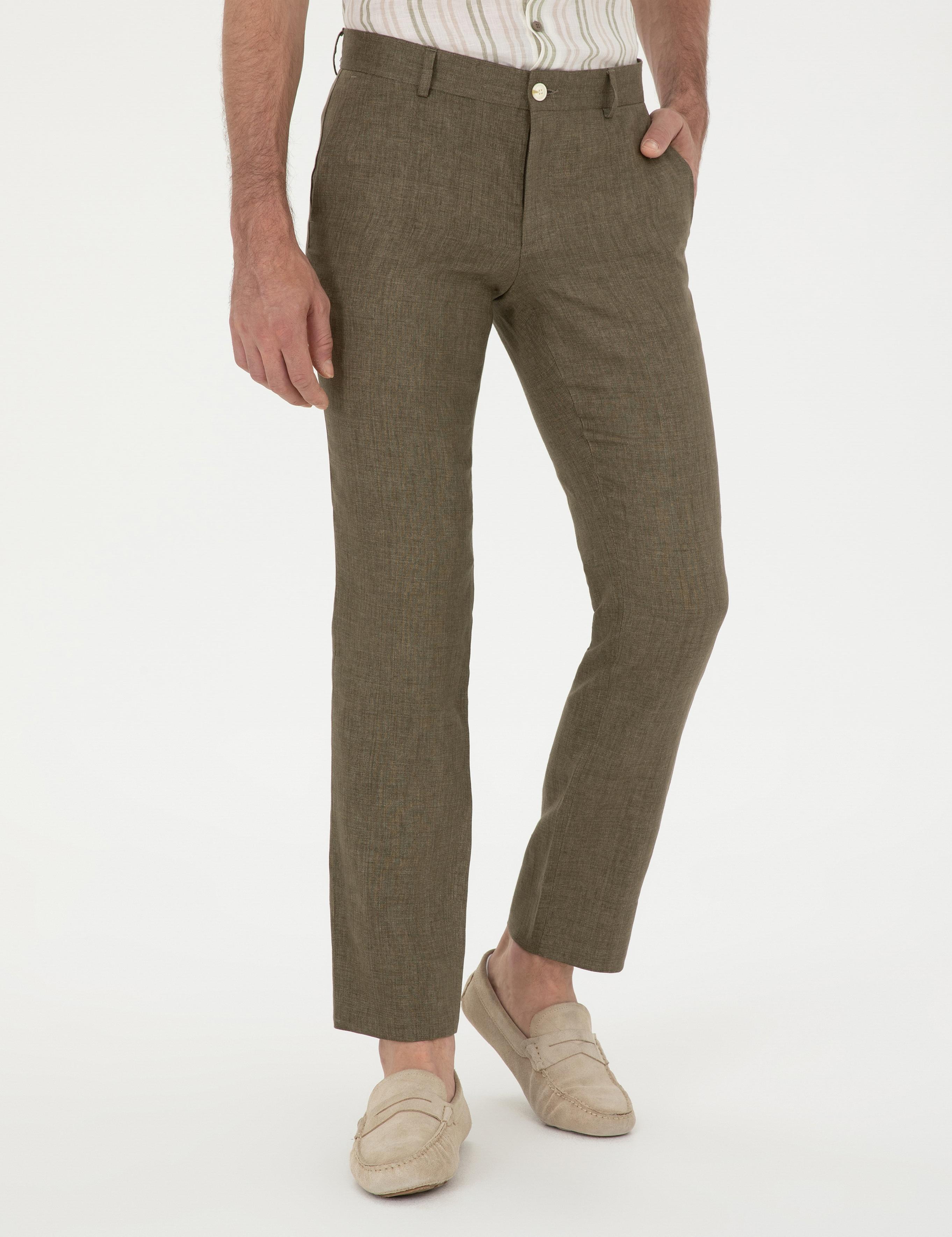Haki Slim Fit %100 Keten Pantolon - 50284952036