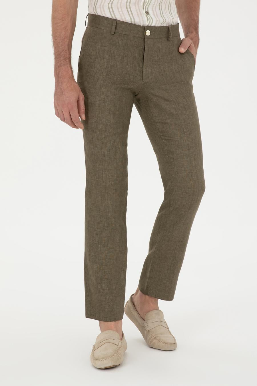 Haki Slim Fit %100 Keten Pantolon - 50284952036