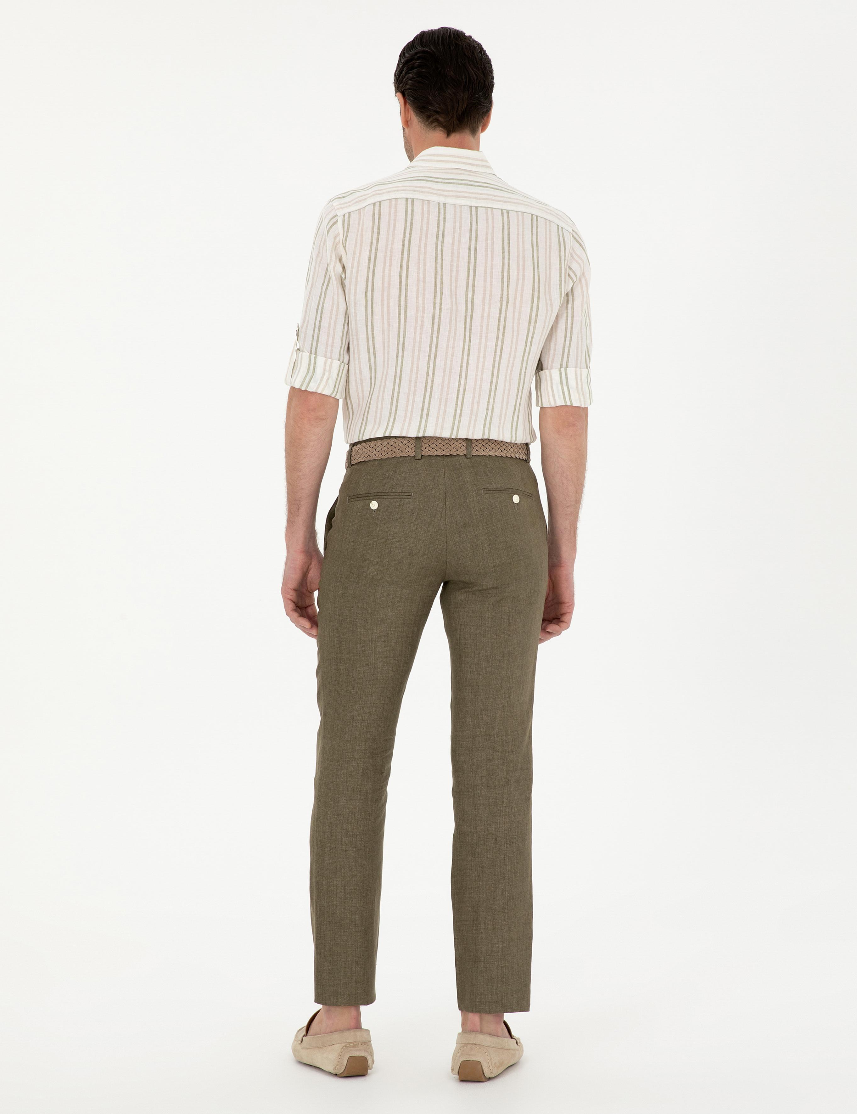 Haki Slim Fit %100 Keten Pantolon - 50284952036