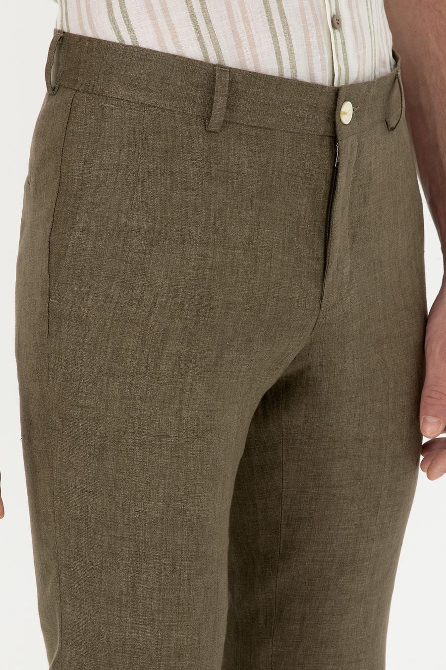 Haki Slim Fit %100 Keten Pantolon - 50284952036