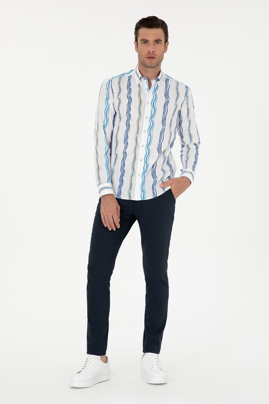 Lacivert Slim Fit Kanvas Pantolon - 50287105103
