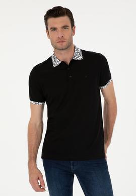 Siyah Slim Fit Polo Yaka Merserize T-shirt