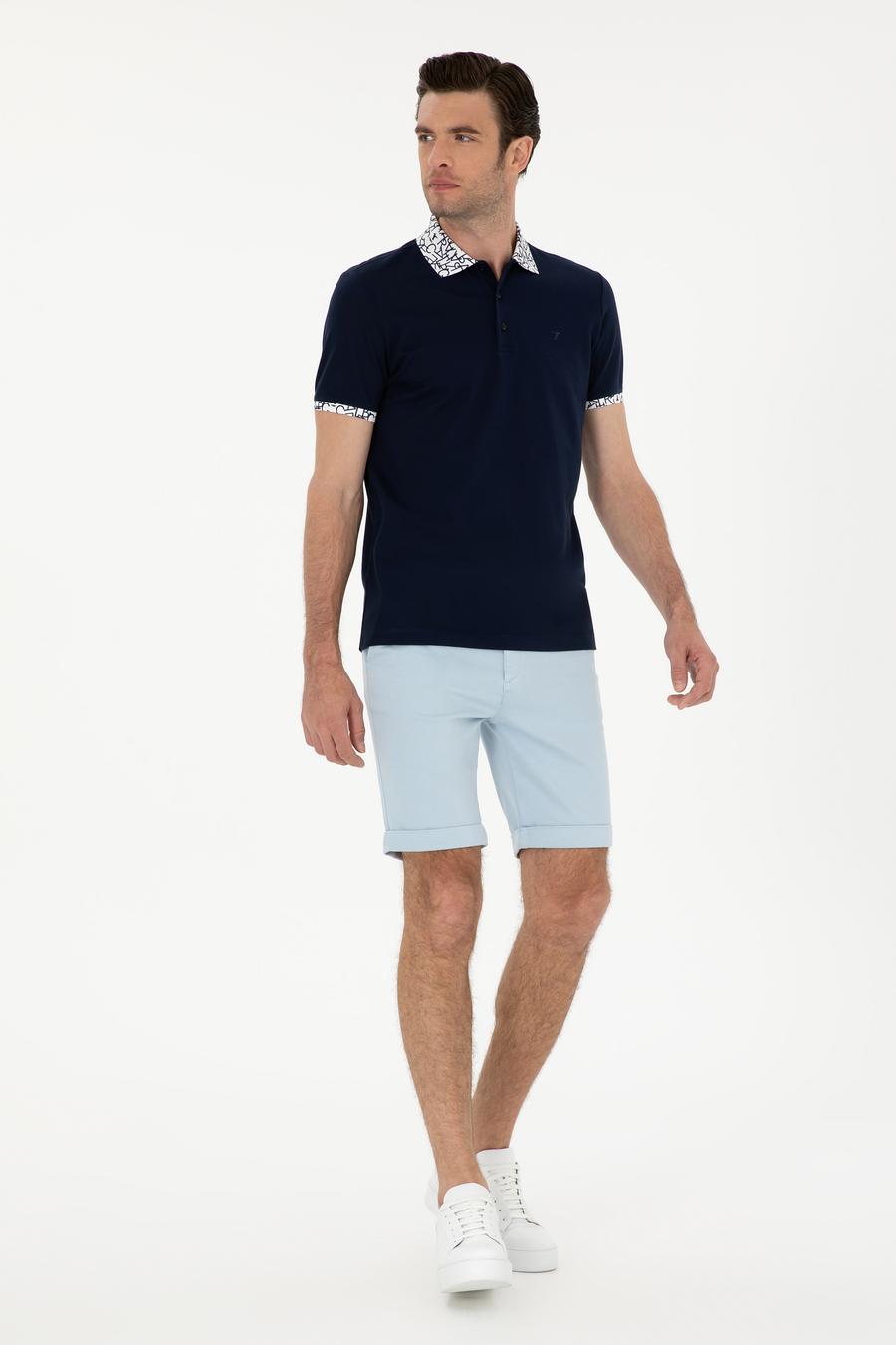 Lacivert Slim Fit Polo Yaka Merserize T-shirt - 50284293062