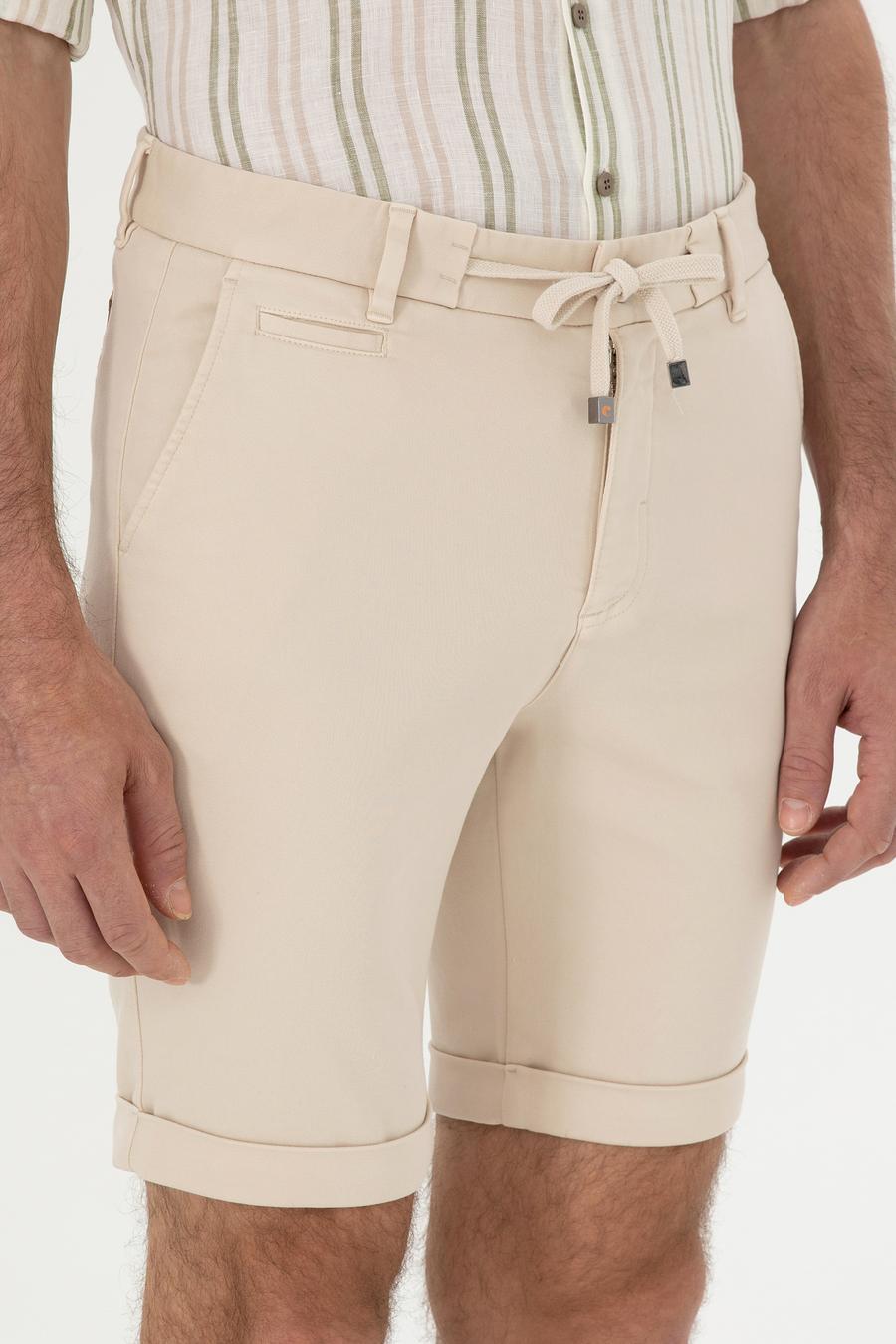 Bej Regular Fit Beli Bağcıklı Şort - 50287286021