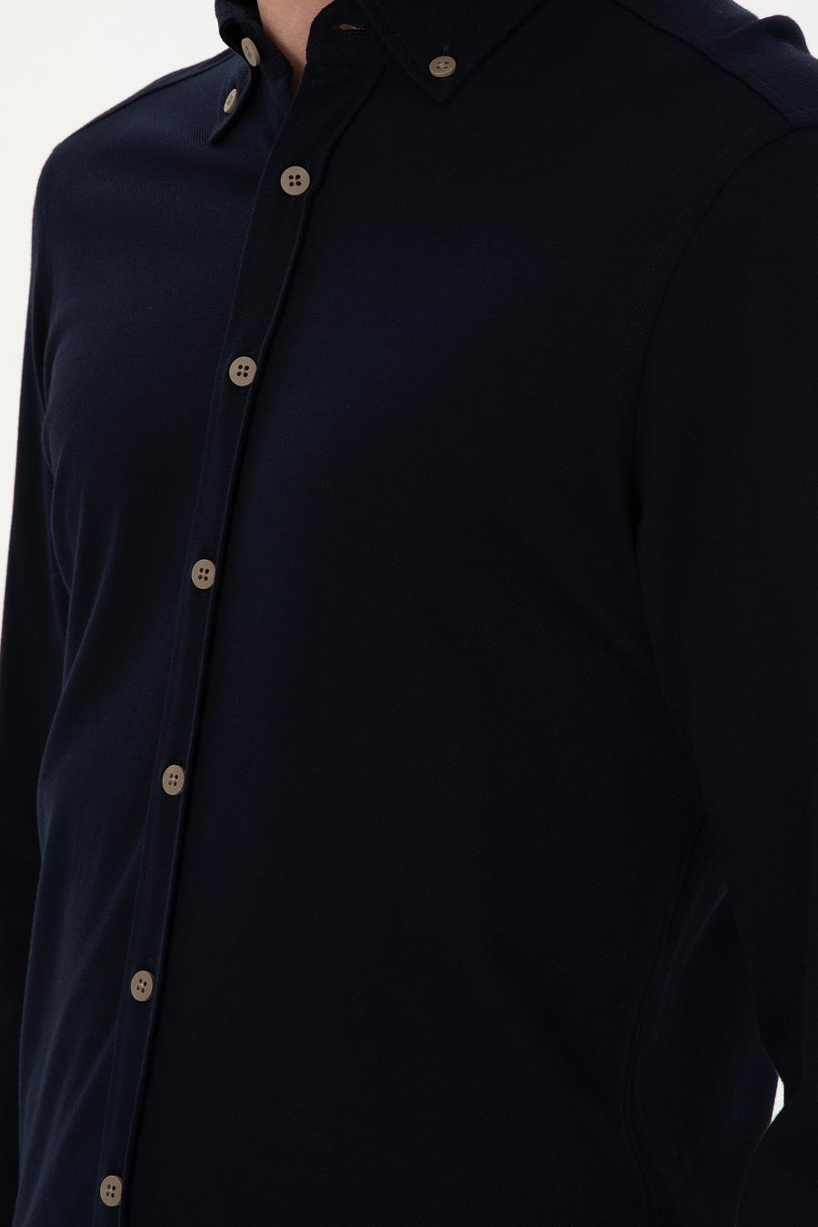 Lacivert Slim Fit Uzun Kollu Gömlek - 50279606022
