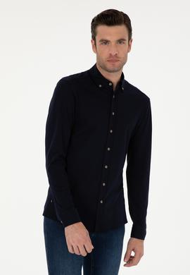 Lacivert Slim Fit Uzun Kollu Gömlek