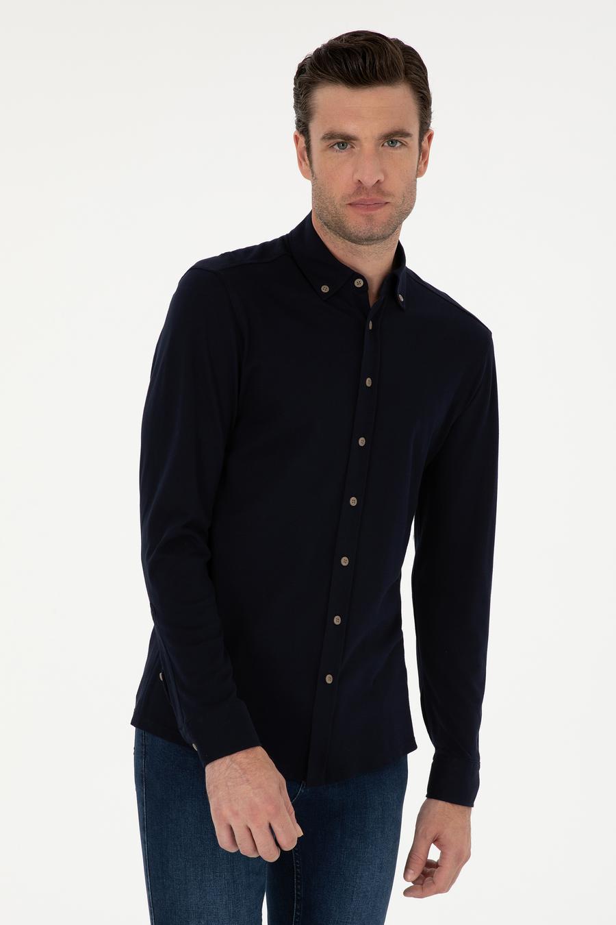 Lacivert Slim Fit Uzun Kollu Gömlek - 50279606022