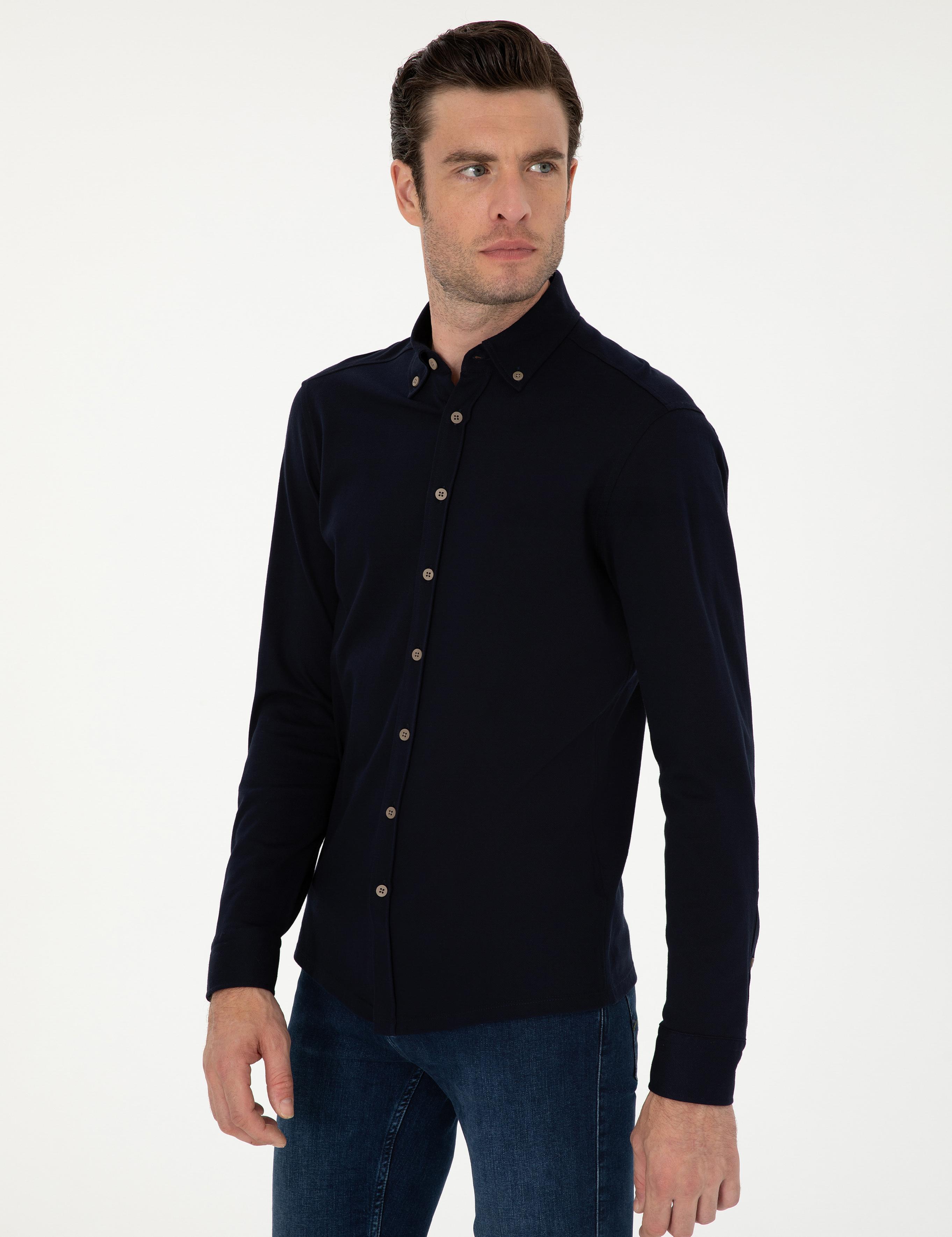Lacivert Slim Fit Uzun Kollu Gömlek - 50279606022