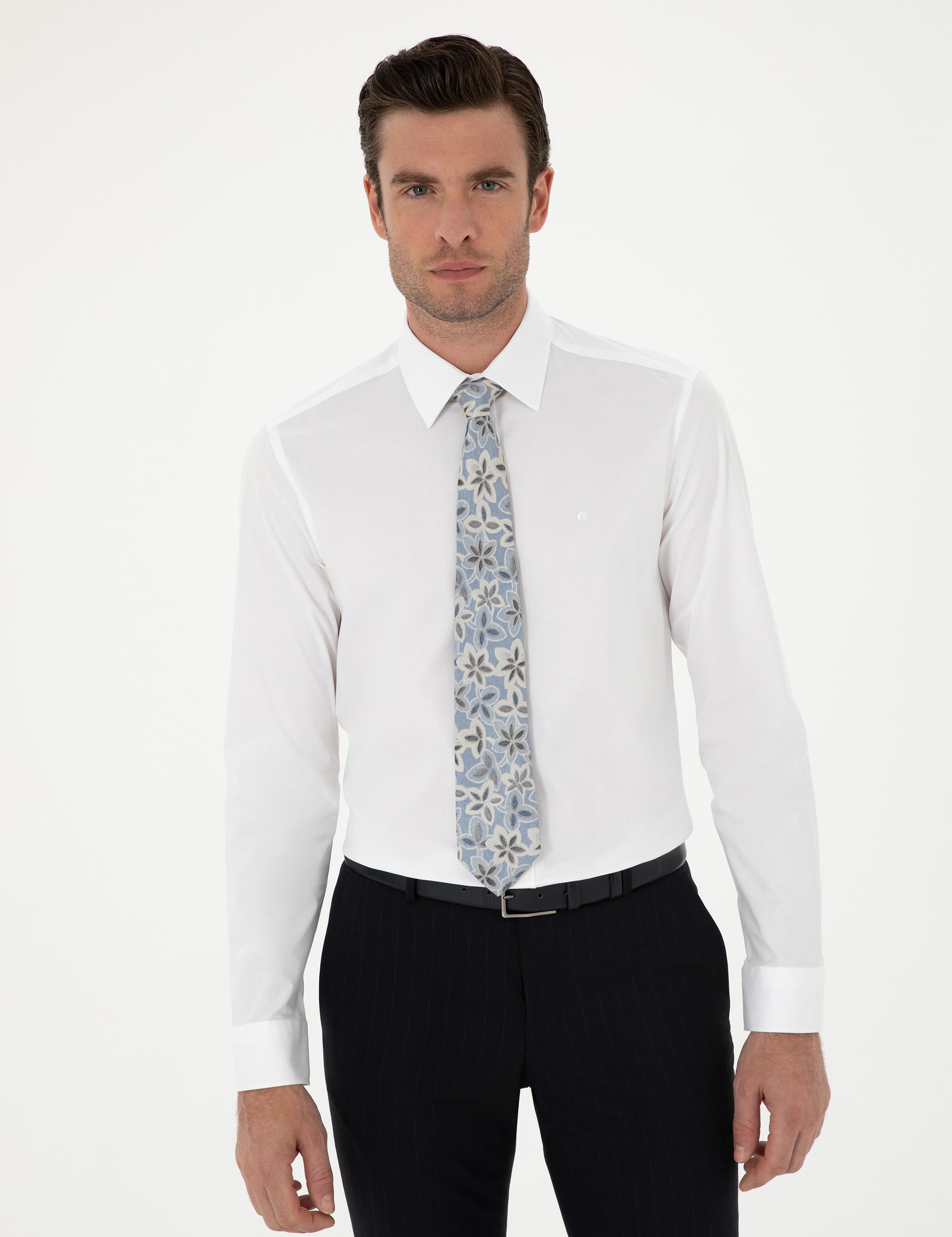 Beyaz Slim Fit Uzun Kollu Gömlek - 50270157011
