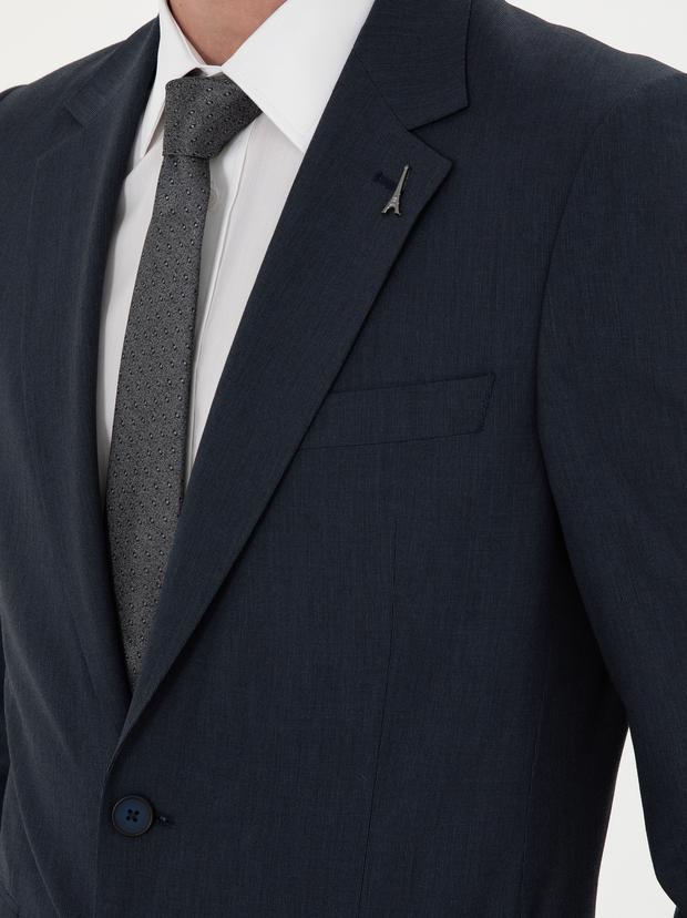 Lacivert Slim Fit Yün Karışımlı Takım Elbise