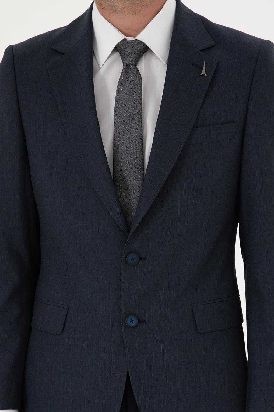Lacivert Slim Fit Yün Karışımlı Takım Elbise - 50293932014