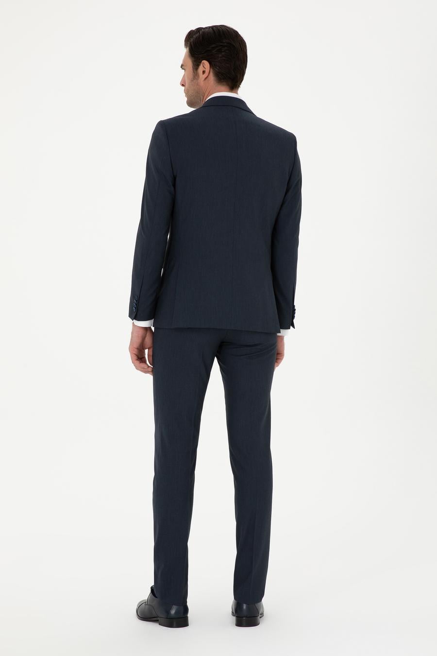 Lacivert Slim Fit Yün Karışımlı Takım Elbise - 50293932014